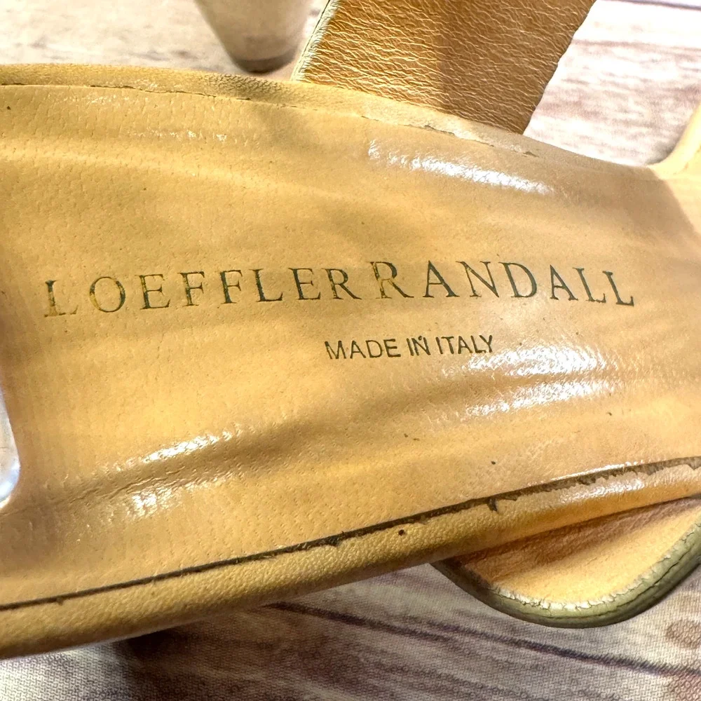 Loeffler Randall Womens Tan Leather Wooden Heel Open Toe Sandals 10